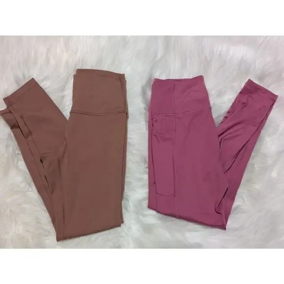 Lot Of 2 Victoria Secret Incredible Essential Leggings Size 6 - Pink & Brown - Picture 2 of 8